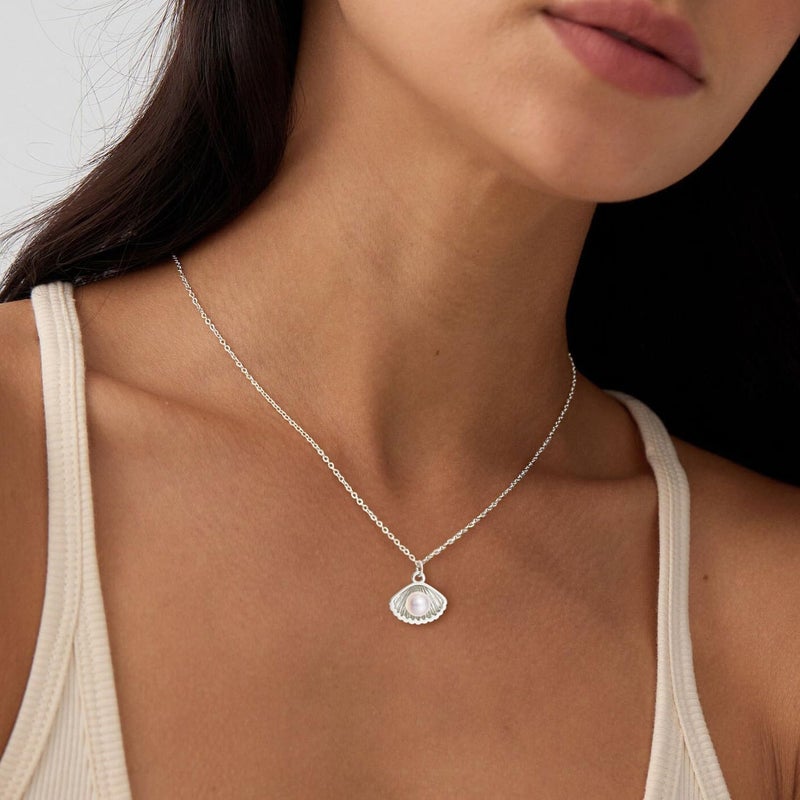 PRTGL Store Pearl Necklace: 14K Gold-Plated/White Gold-plated Pearl Necklace for Women 16.5” + 2” - Image 4